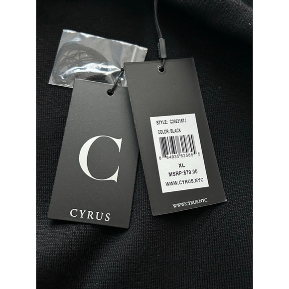 Cyrus Open Front Cardigan Sweater XL Black Shawl Collar Perforated NWT - Picture 7 of 10